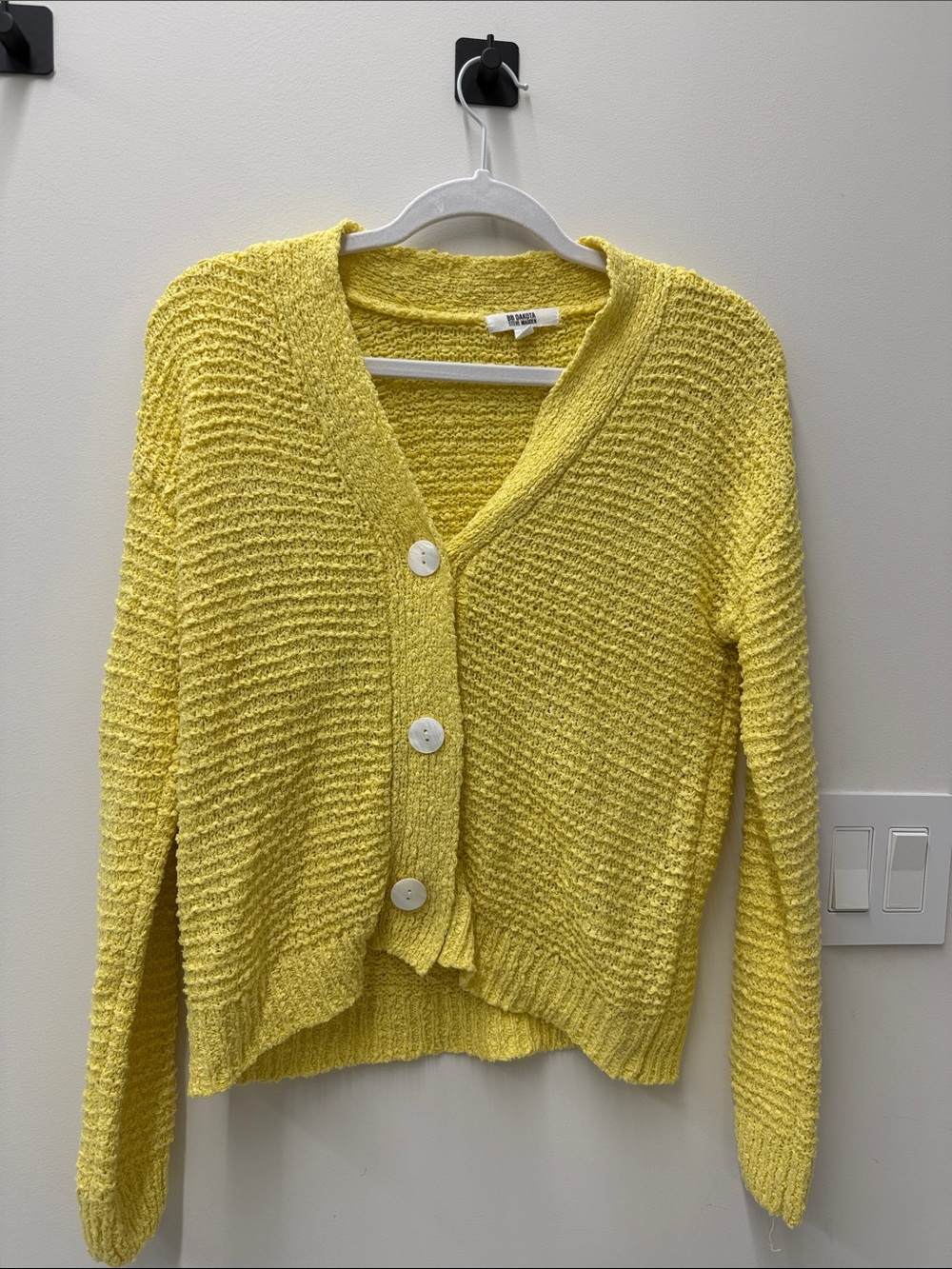 BB Dakota by Steve Madden Yellow Chunky Knit Button Cardigan